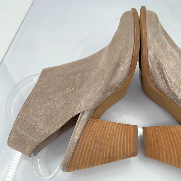 Paul Green Cayanne Beige Tan Shimmer Peep Open Toe Sandal Heel Bootie Size 9.5 - Picture 7 of 14